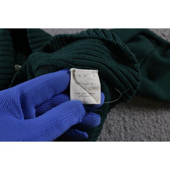 Kordal Sweater Xs Green Pima Cotton Alpaca Turtleneck Cropped Peru Pullover - Picture 4 of 7